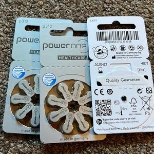 3packs Power One Hearing aid batteries P312